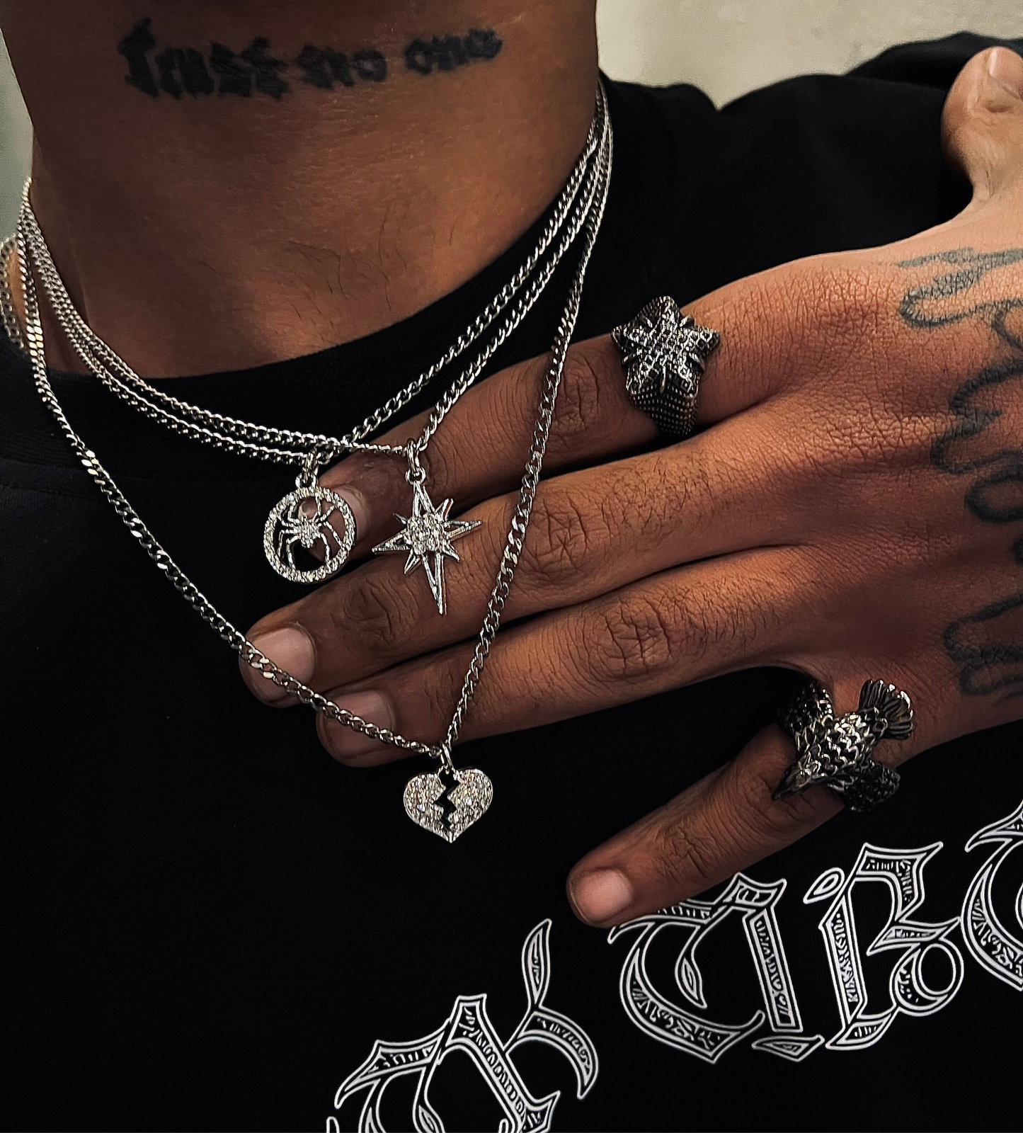 SPIDER,broken heart,star Necklace