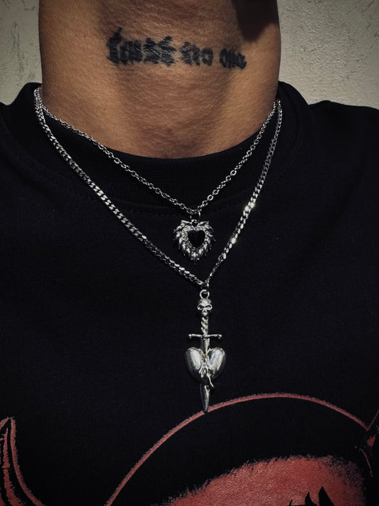 Heart & sword necklace