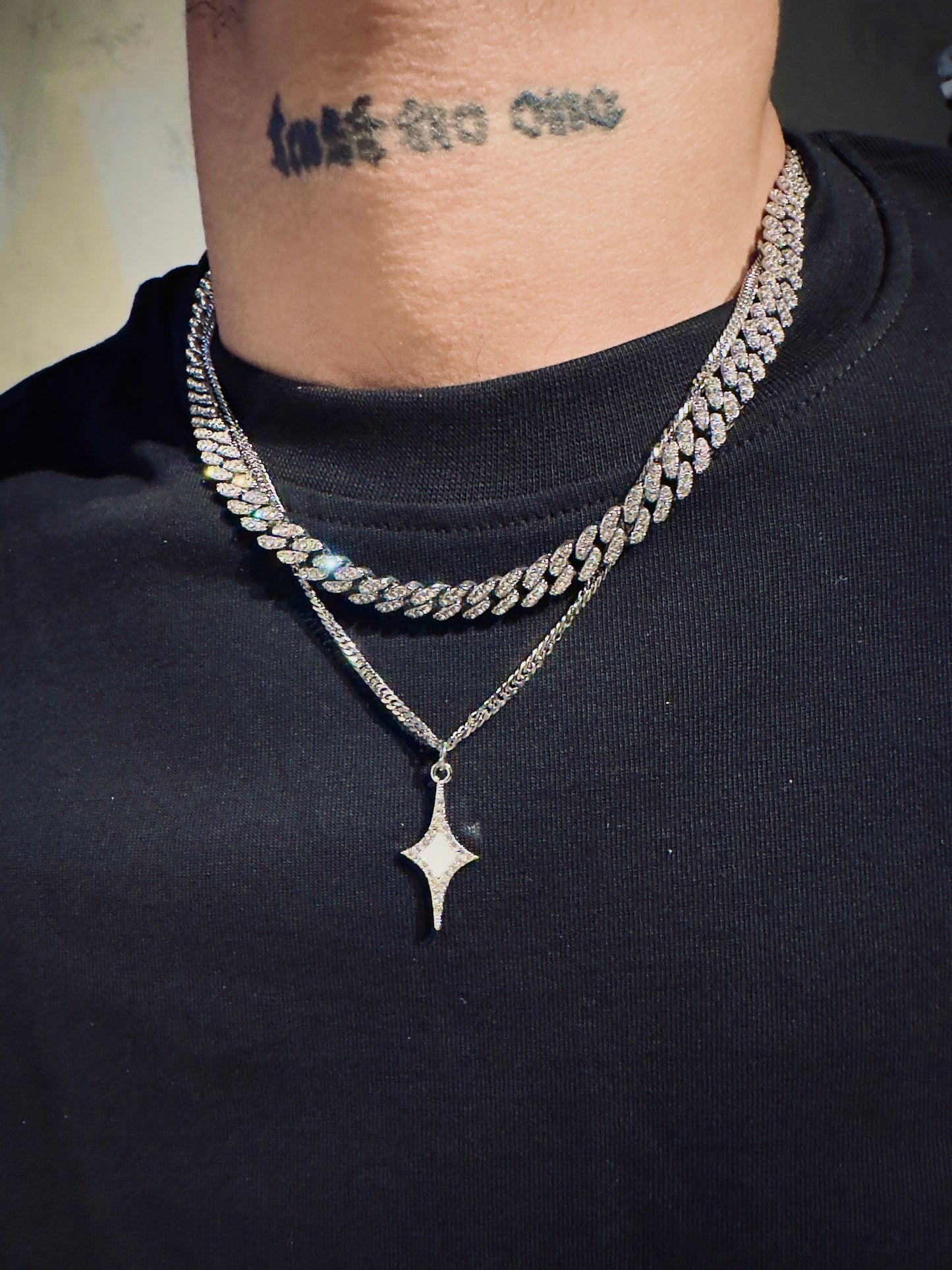 Icy star & cuban necklace