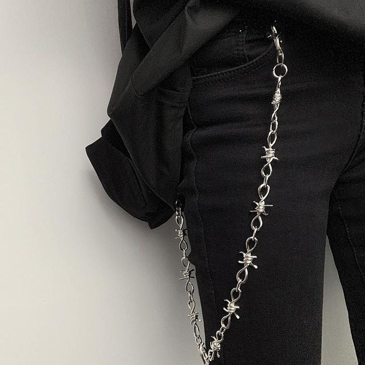 Barbed wire pant chain & linked fire pant chain