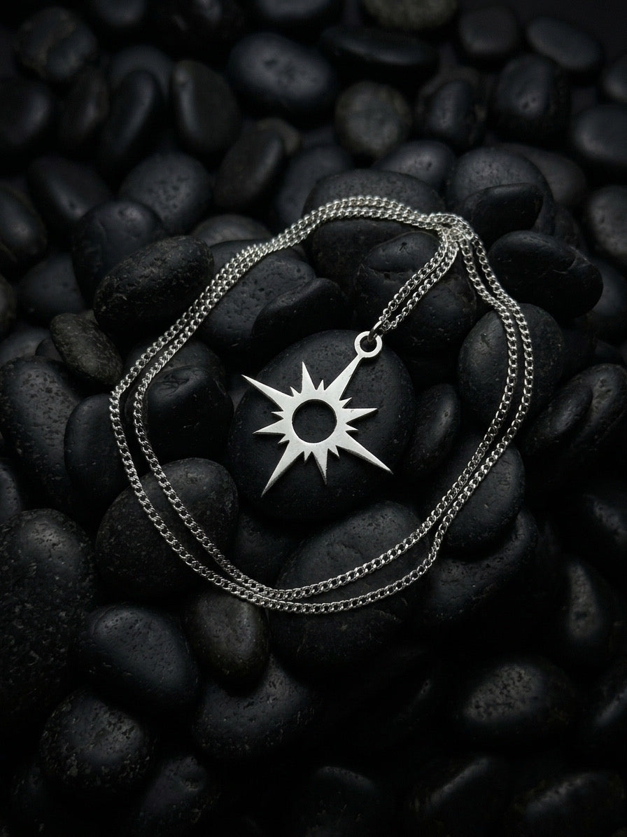 Barbed & star & bolt necklace