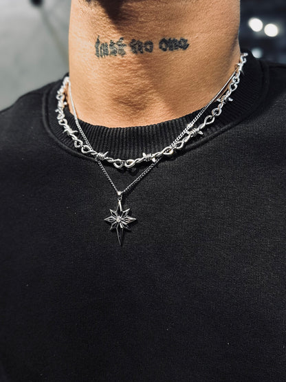 Barbed wire & star necklace