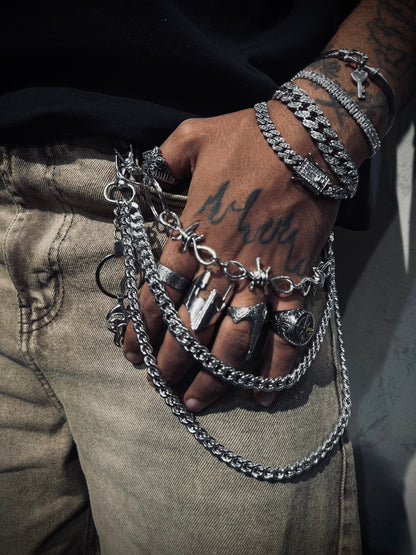 Barbed wire pant chain & linked fire pant chain