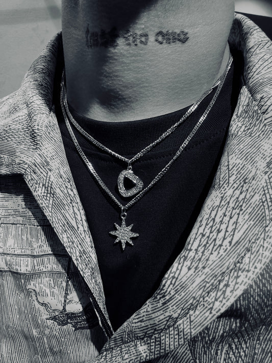 Triangle & star necklace