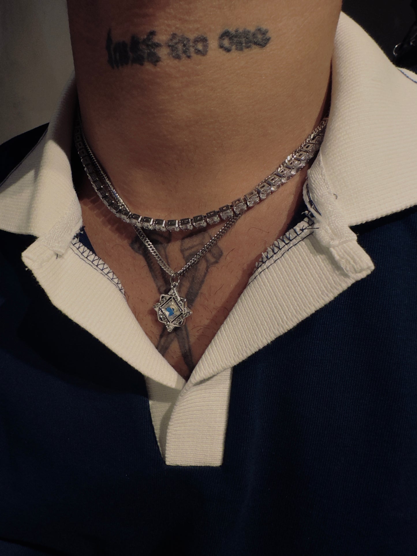 Tennis & squared stone necklace