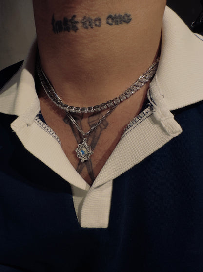 Tennis & squared stone necklace