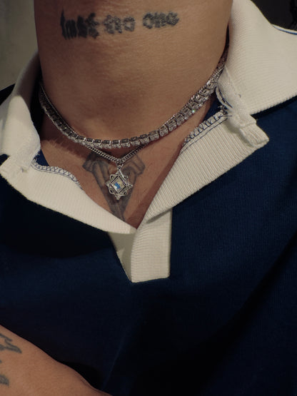 Tennis & squared stone necklace