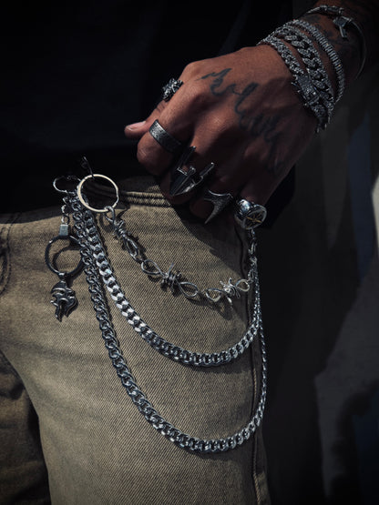 Barbed wire pant chain & linked fire pant chain