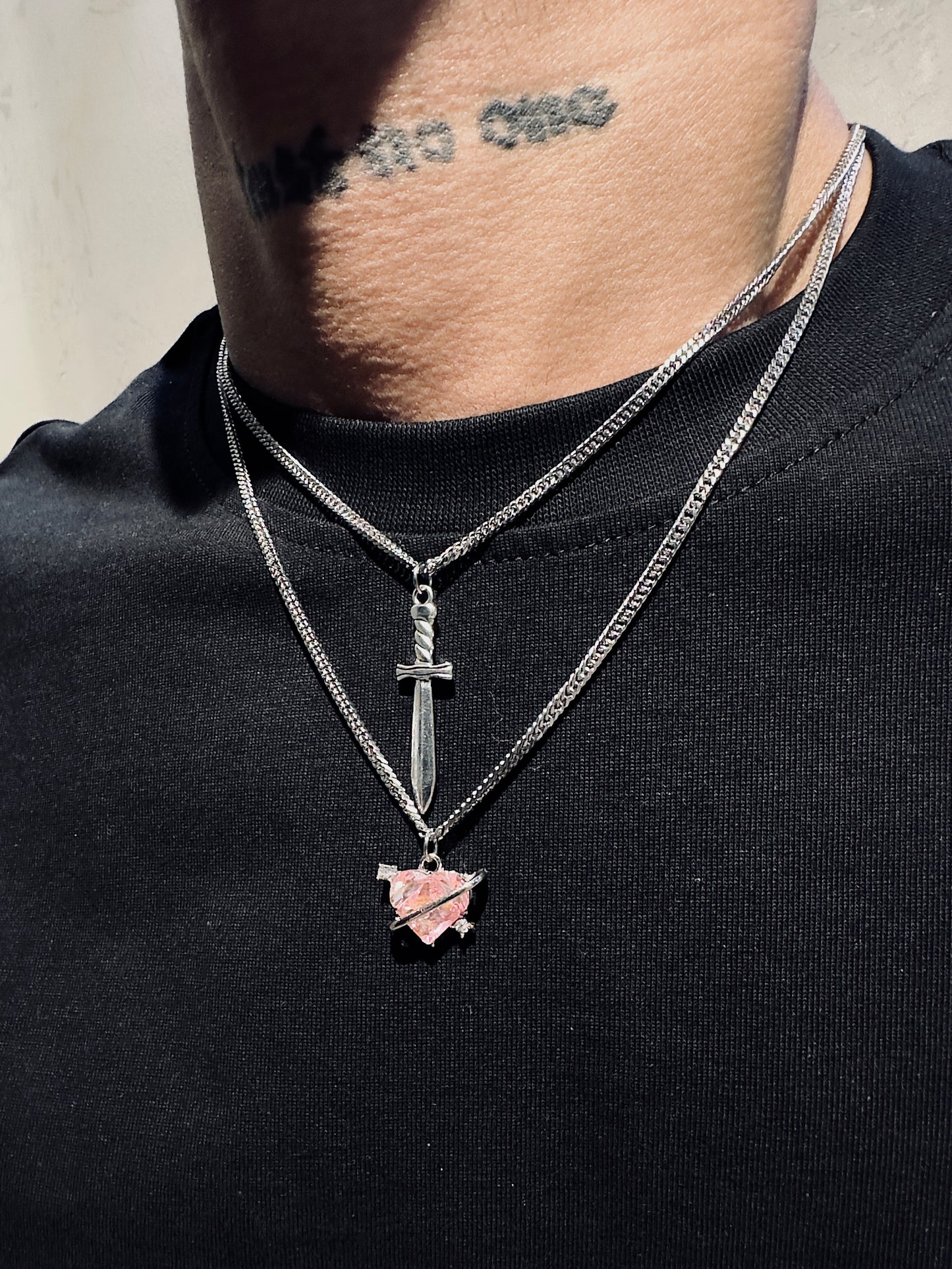 Sword & heart necklace