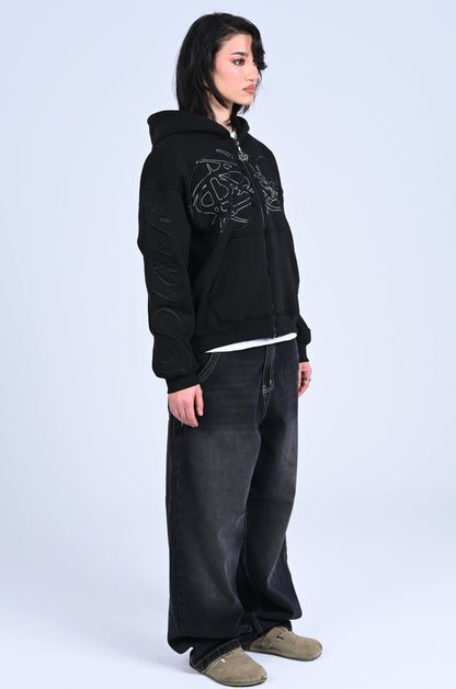 BLACK CIRCLE S25 EMBROIDERED  ZIP-IP JACKET