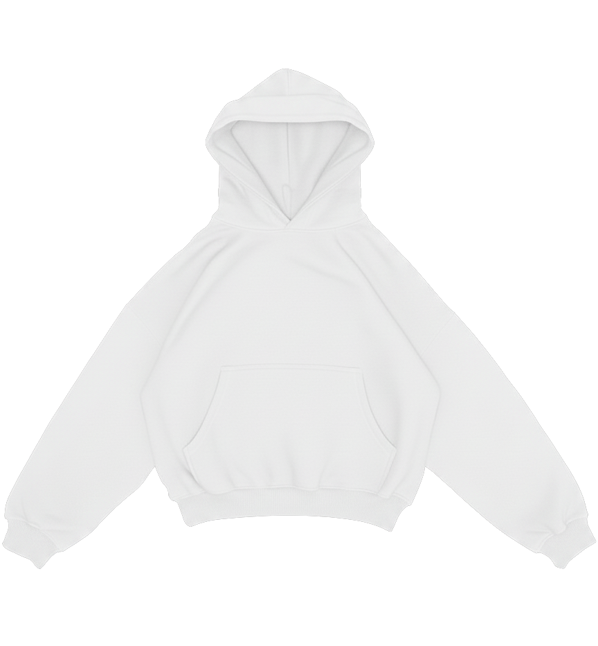 plain white box fit hoodie