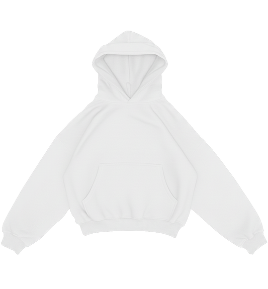 plain white box fit hoodie