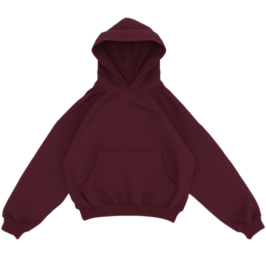 plain burgundy box fit hoodie