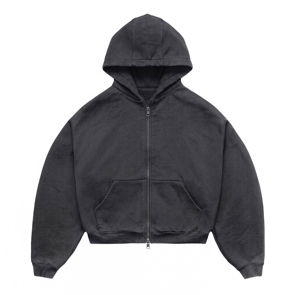 Box fit plain grey zip up