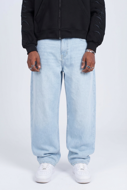 acid light blue wide jeans