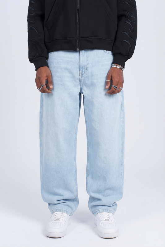 acid light blue wide jeans