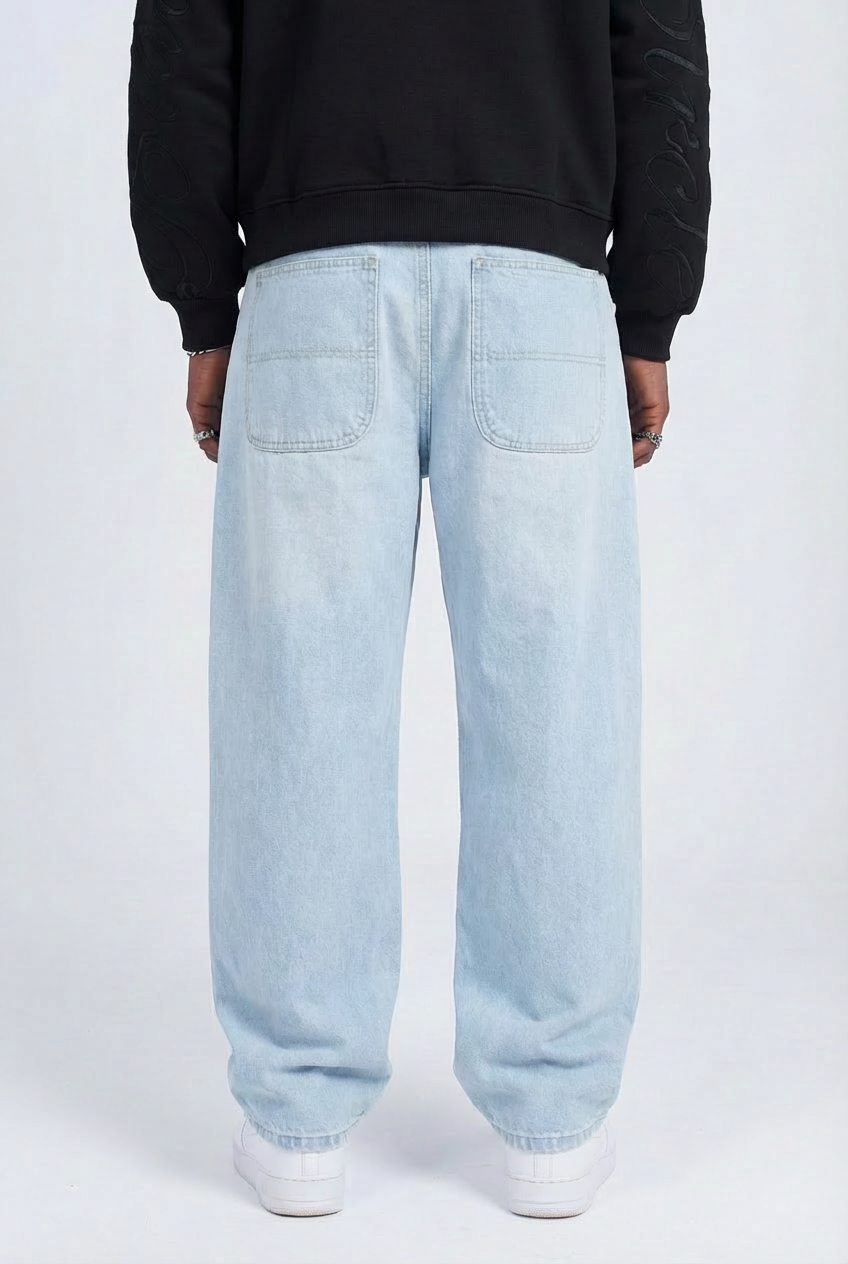 acid light blue wide jeans