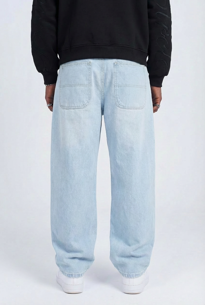 acid light blue wide jeans